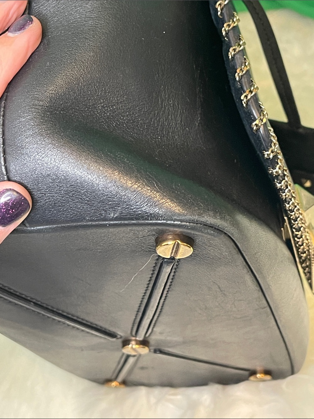 Valentino Garavani Black Leather Demilune Whipstitch Satchel Bag - Picture 5 of 16